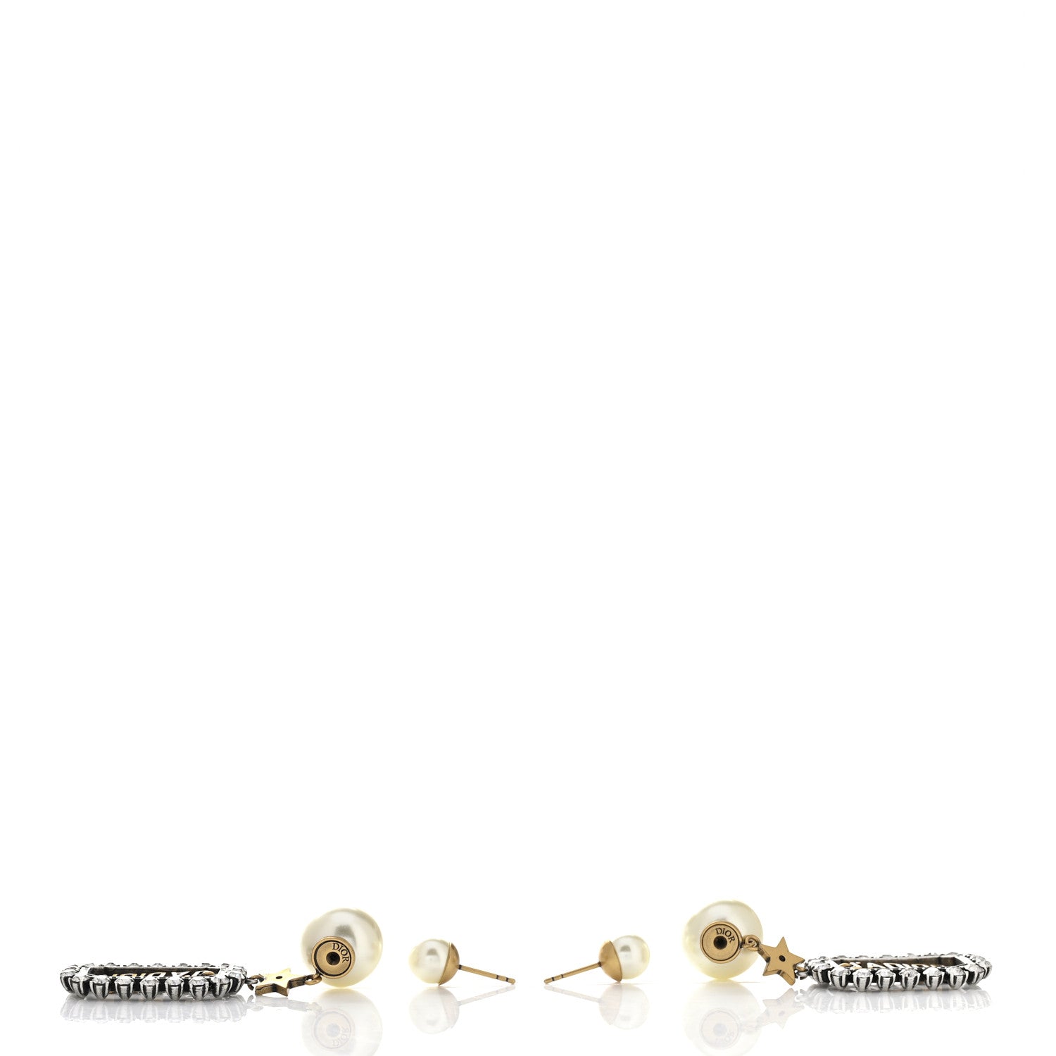 Christian Dior Pearl Crystal J'Adior Rectangle Tribales Earrings Antique Gold 3 of 4