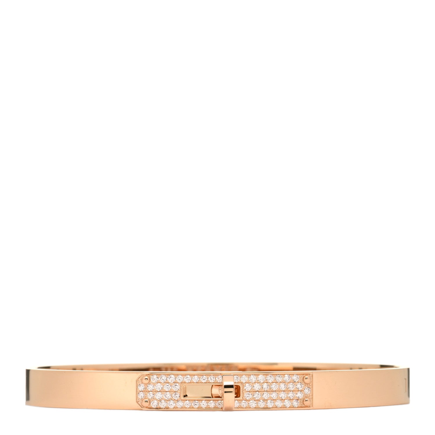 Hermes 18K Rose Gold Diamond PM Kelly Pave Bracelet SH 1 of 3
