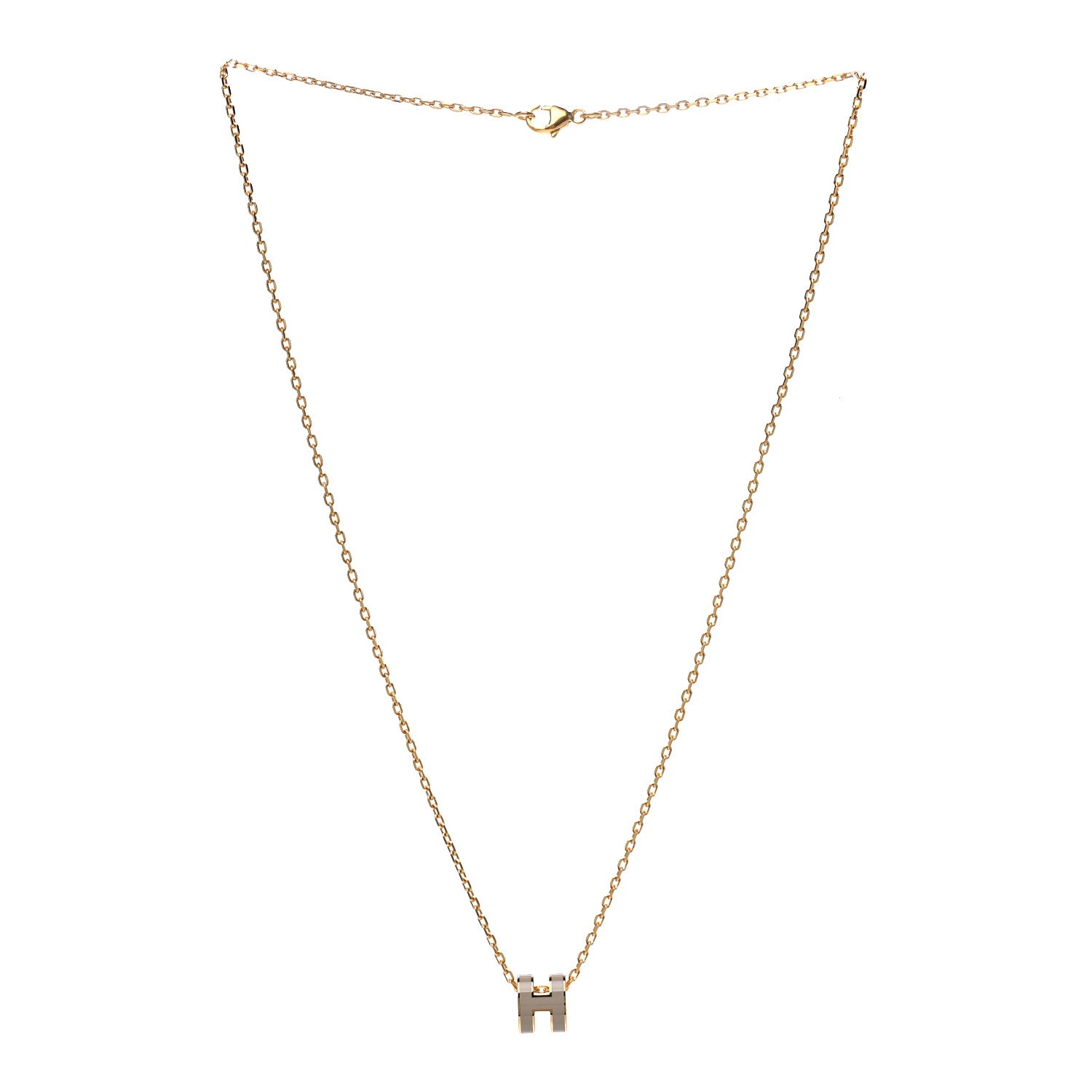 Hermes Lacquered Gold Mini Pop H Pendant Necklace Marron Glace 3 of 5