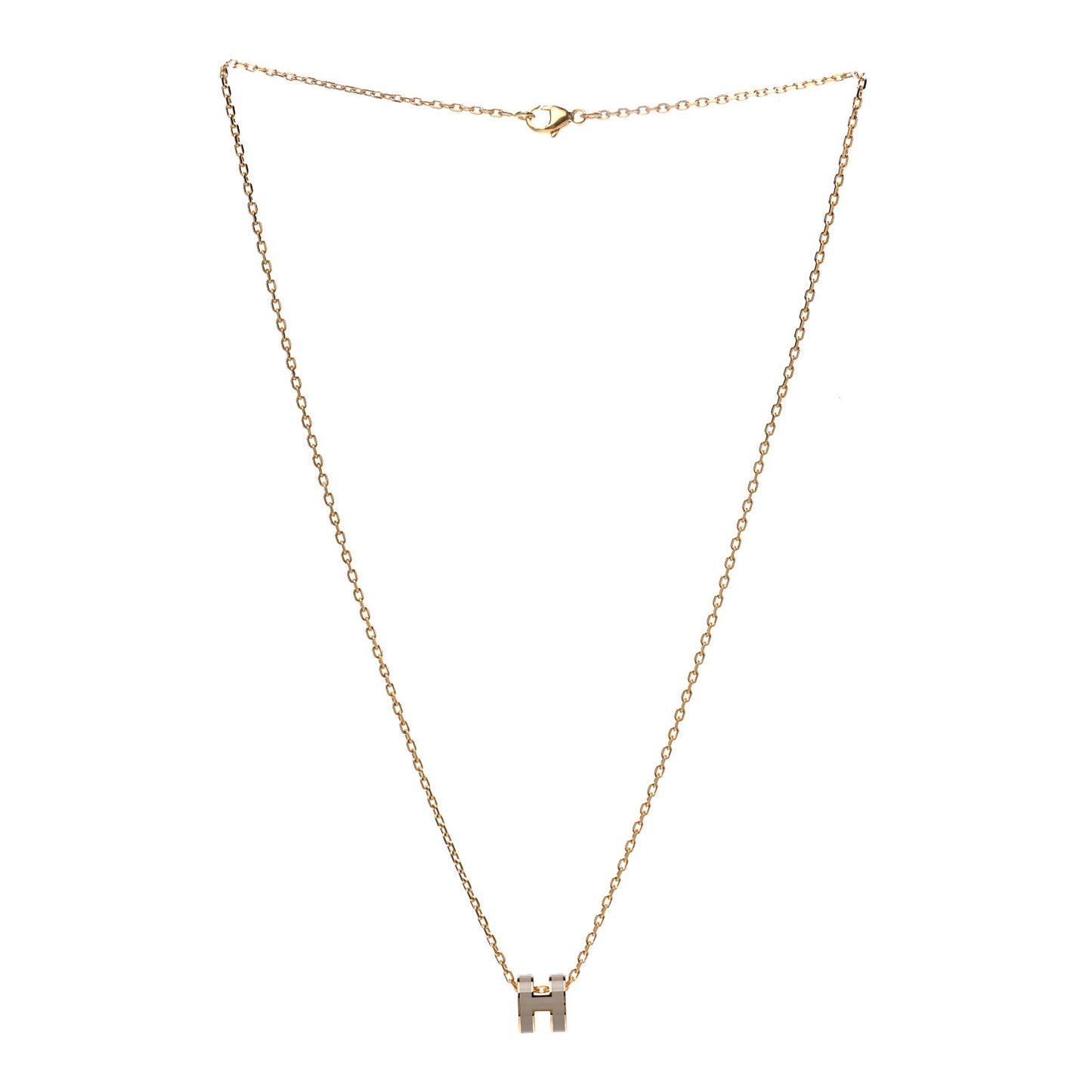 Lacquered Gold Mini Pop H Pendant Necklace Marron Glace
