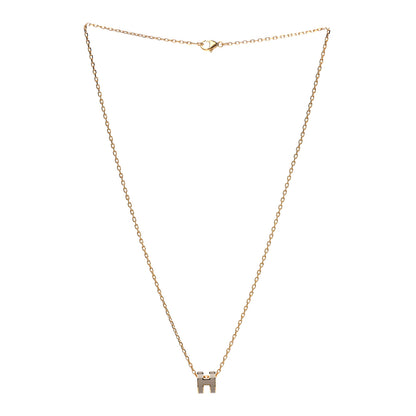 Hermes Lacquered Gold Mini Pop H Pendant Necklace Marron Glace 3 of 5