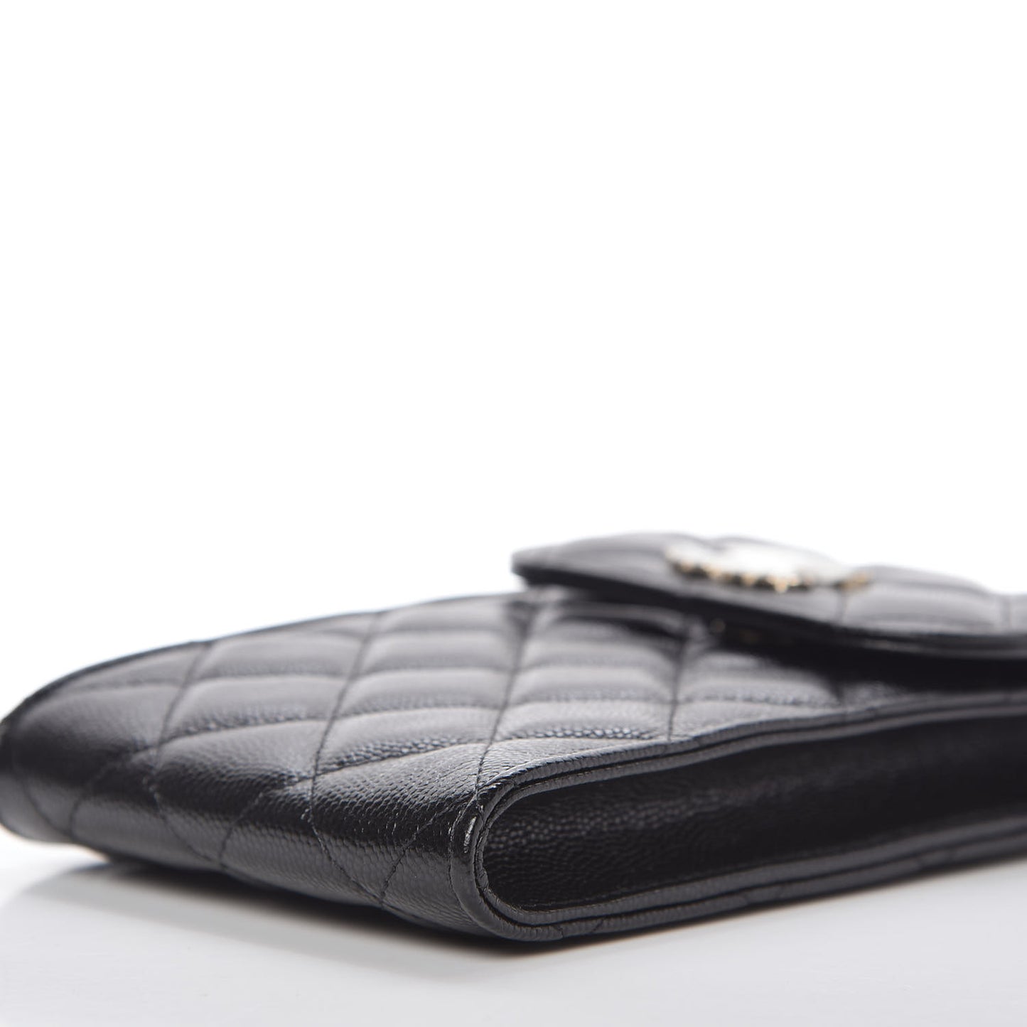 Caviar Quilted Crystal CC Airpods Pro and Phone Case With Chain Black