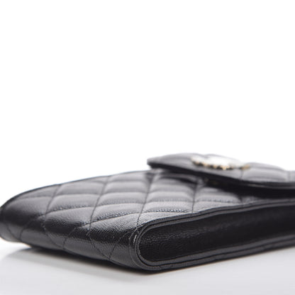 Chanel Caviar Quilted Crystal CC Airpods Pro and Phone Case With Chain Black 7 of 10
