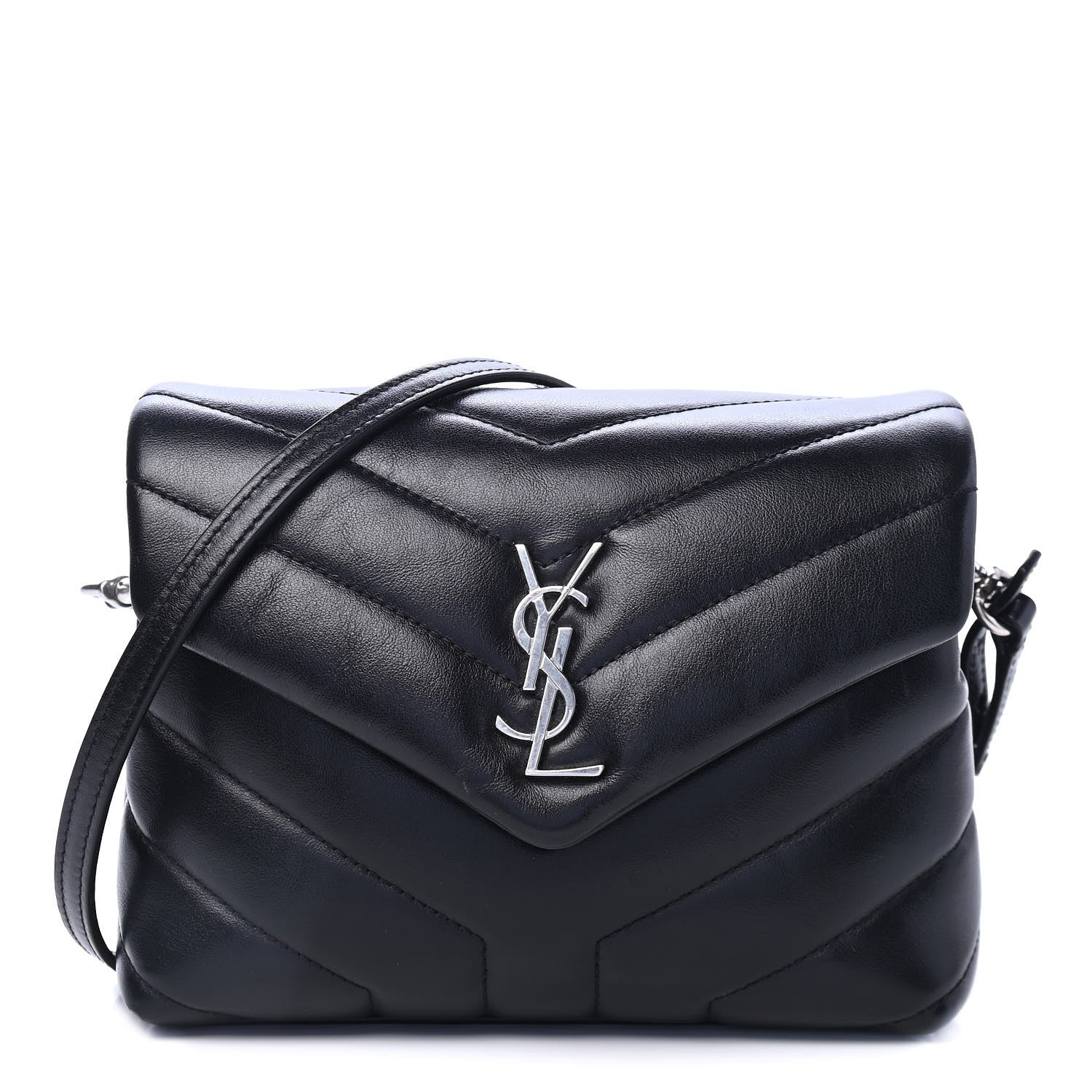Saint Laurent Lambskin Quilted Toy Loulou Monogram Chain Satchel Black 1 of 4