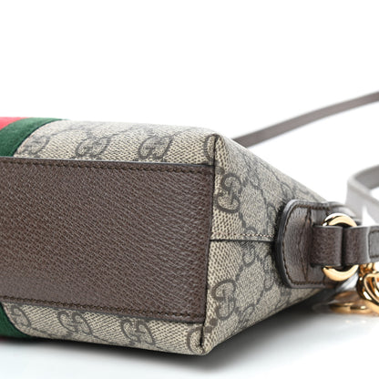 Gucci GG Supreme Monogram Textured Dollar Calfskin Web Small Ophidia Dome Shoulder Bag Beige Ebony New Acero 7 of 9