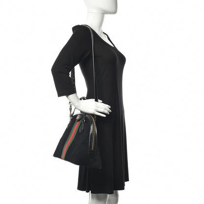 Gucci Suede Patent GG Web Medium Ophidia Top Handle Dome Bag Black 2 of 9