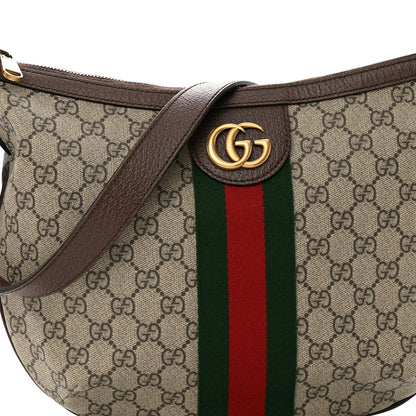 Gucci GG Supreme Monogram Web Small Ophidia Half Moon Hobo Brown 8 of 11