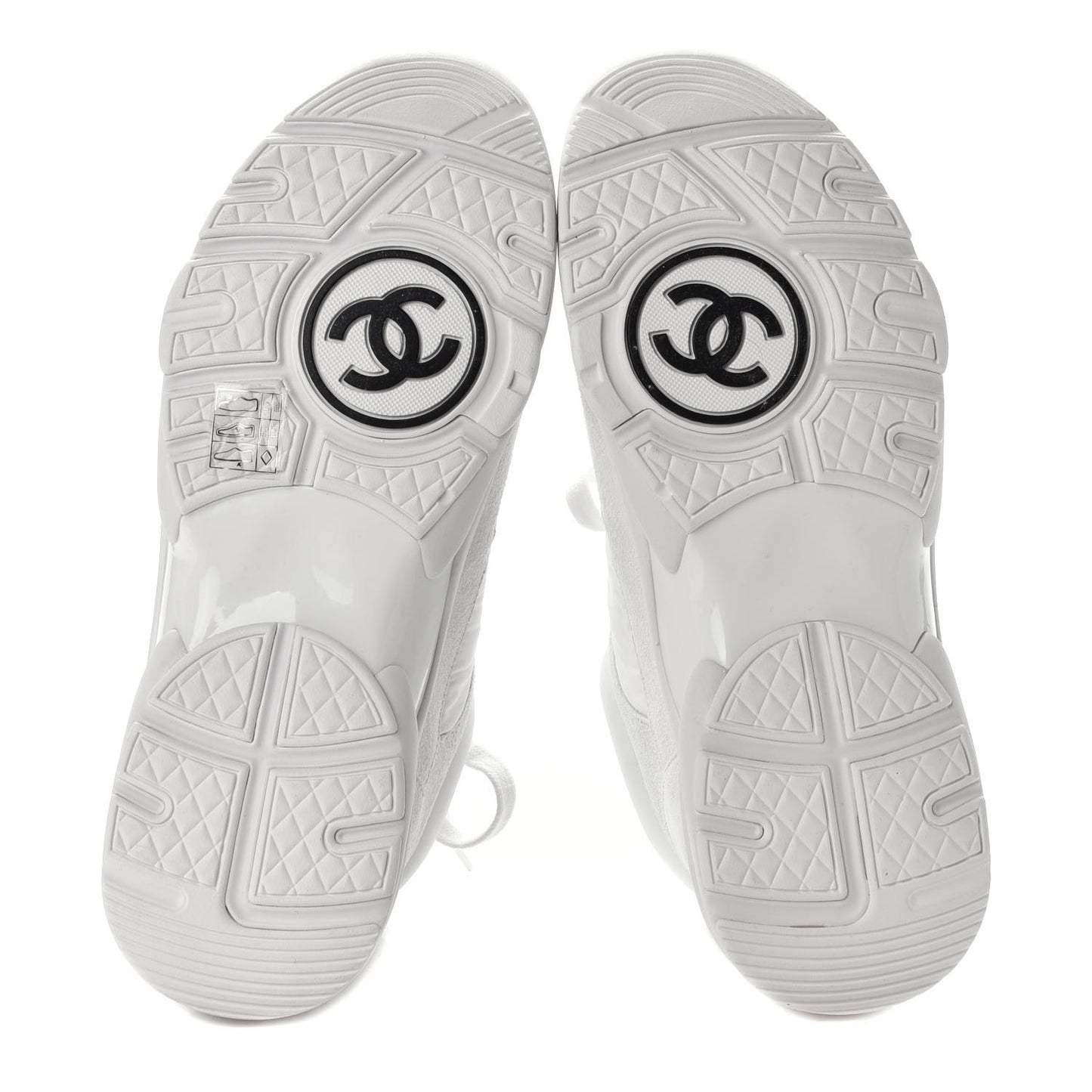 Suede Calfskin Fabric CC Sneakers 37.5 White