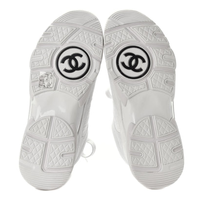 Chanel Suede Calfskin Fabric CC Sneakers 37.5 White 6 of 6