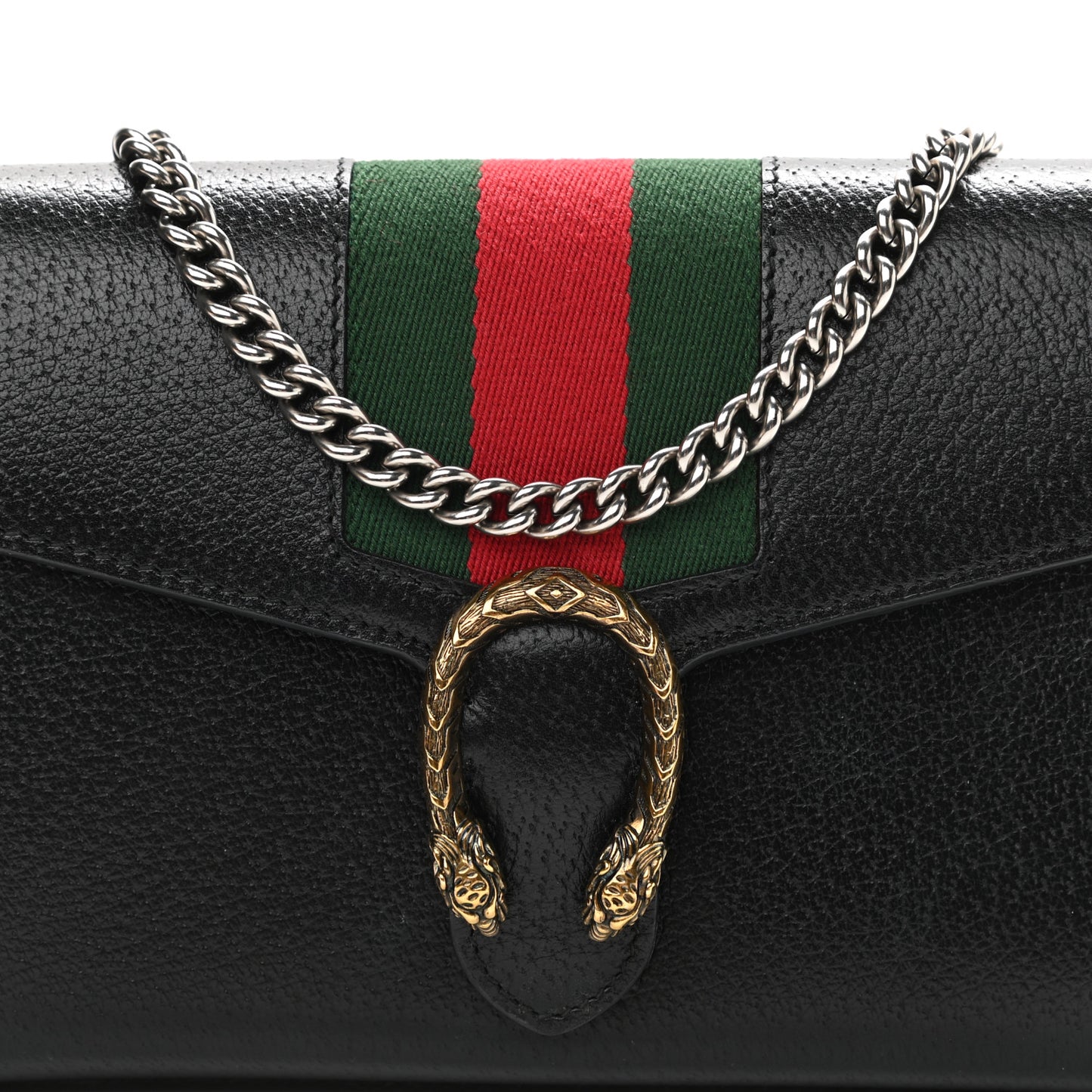 Calfskin Web Mini Dionysus Chain Wallet Black