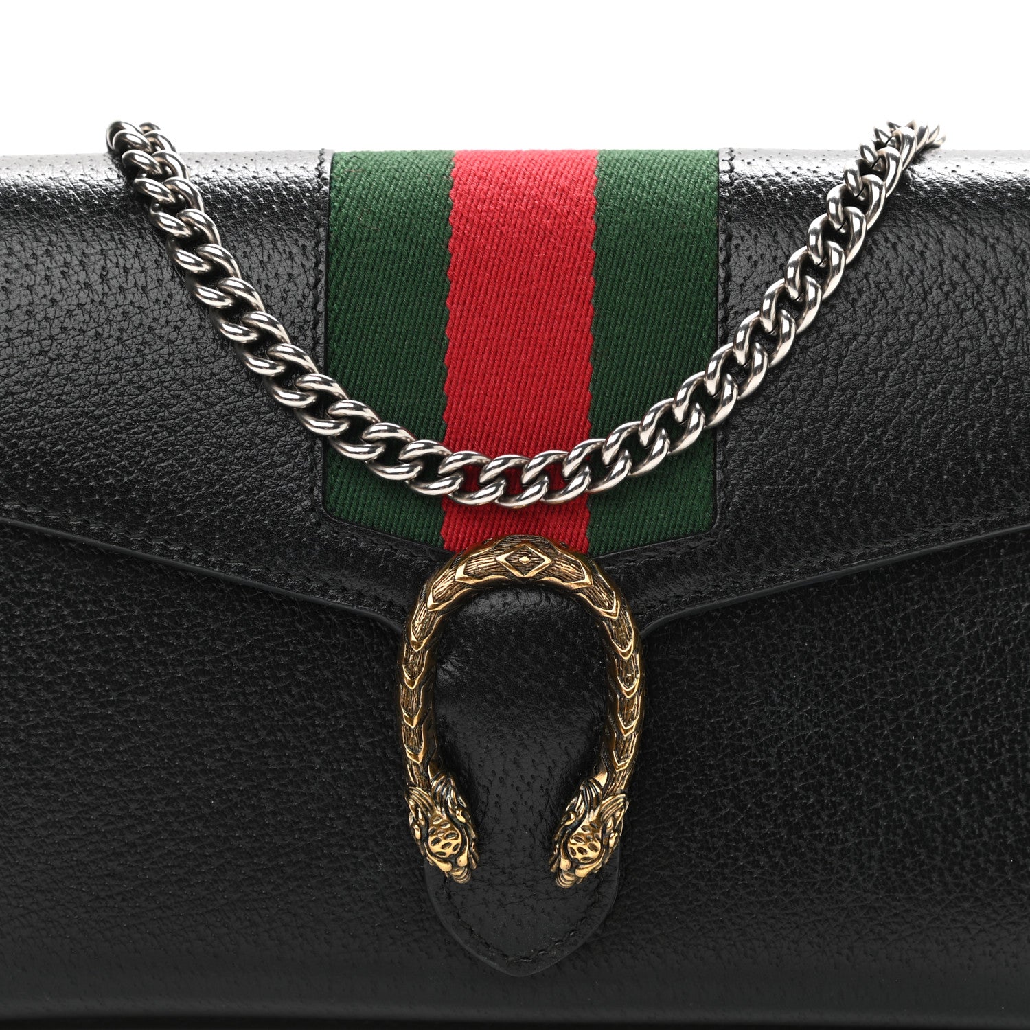 Gucci Calfskin Web Mini Dionysus Chain Wallet Black 8 of 11