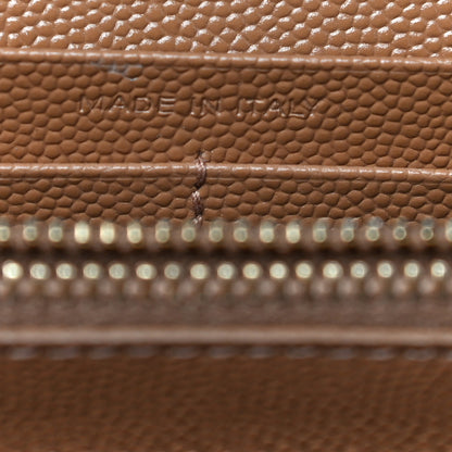 Saint Laurent Grain De Poudre Matelasse Chevron Monogram Chain Wallet Dune 7 of 14