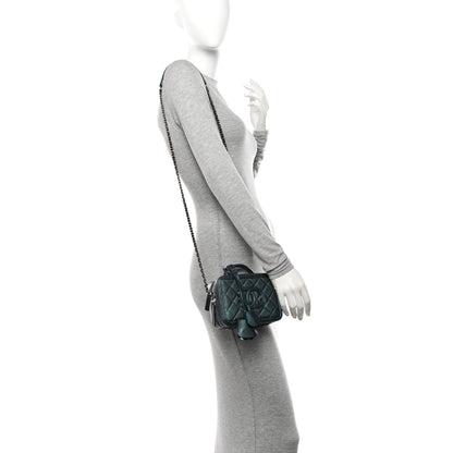 Chanel Iridescent Caviar Quilted Small CC Filigree Vanity Case Dark Turquoise 2 of 11