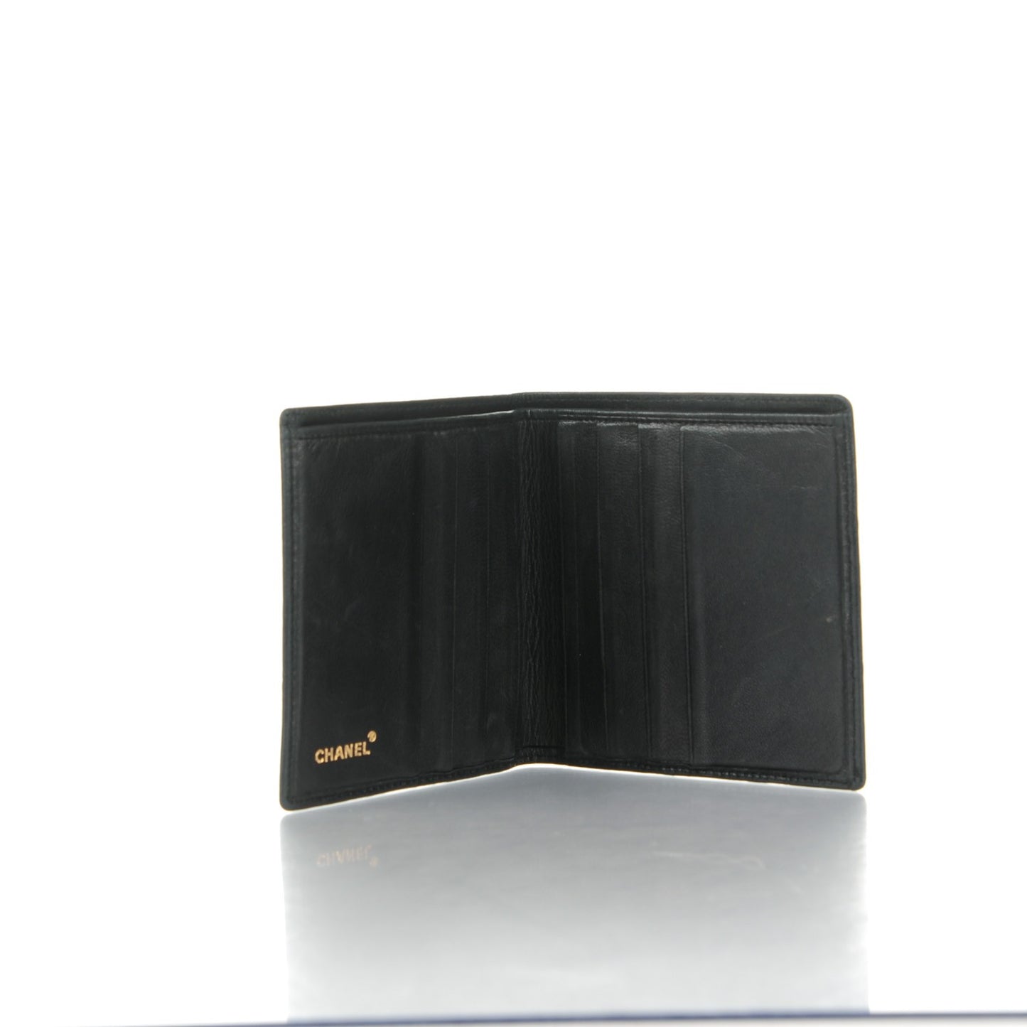 Calfskin Diamond Stitched Bi-Fold Wallet Black