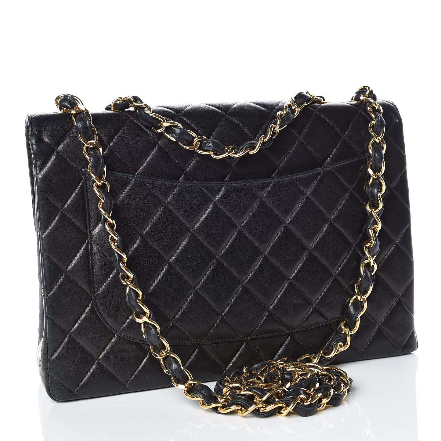 Lambskin Quilted Jumbo Single Flap Black