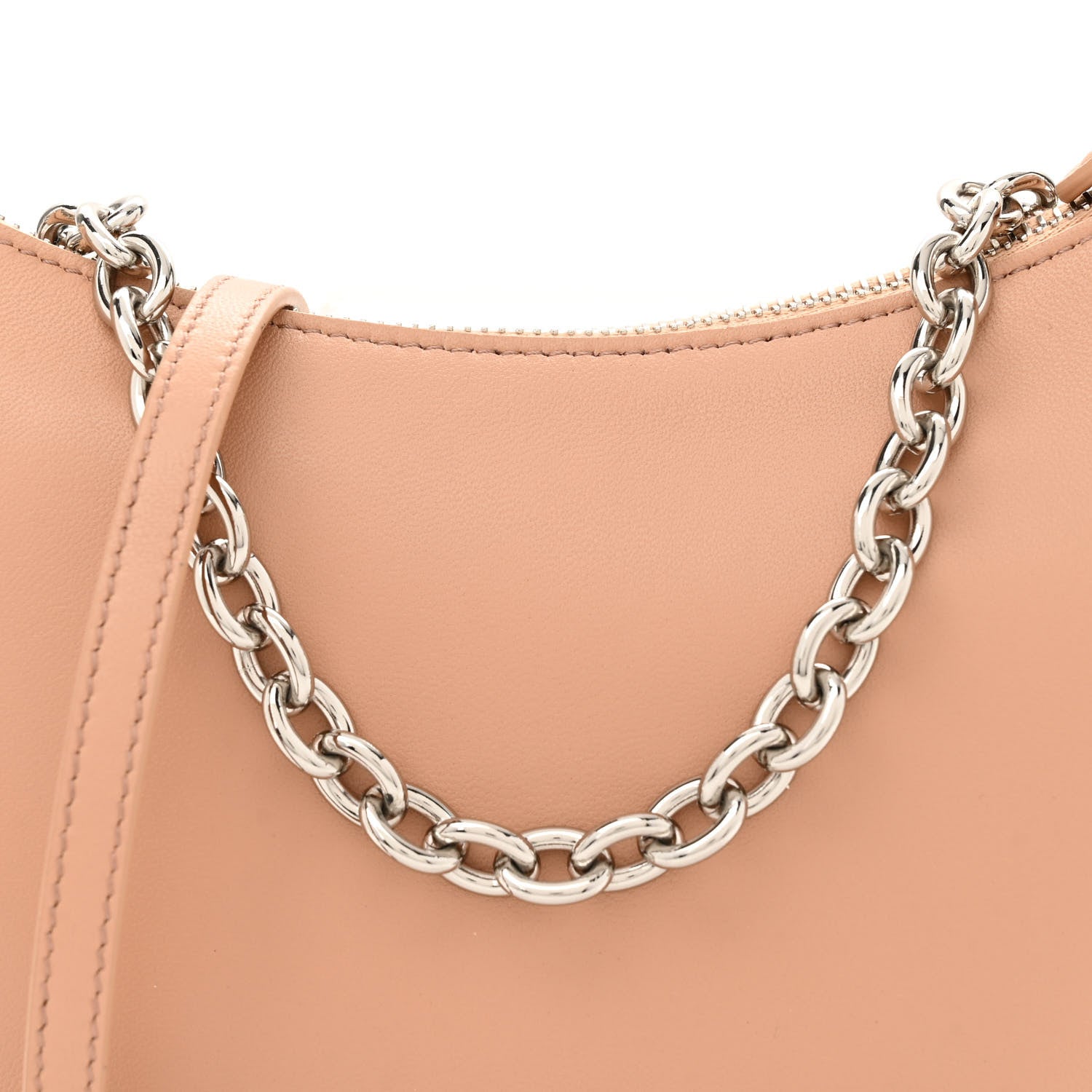 Alaia Lambskin Studded Chain Demi Lune Bag Nude 7 of 9