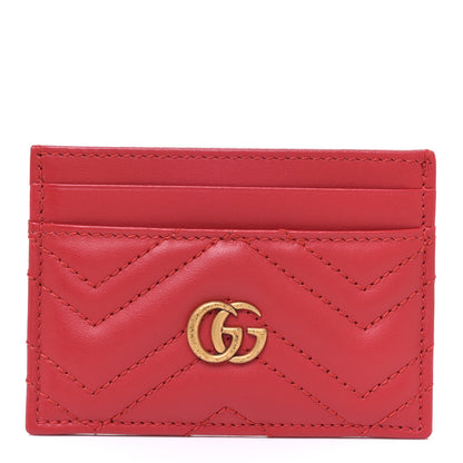 Gucci Calfskin Matelasse GG Marmont Card Holder Hibiscus Red 1 of 8