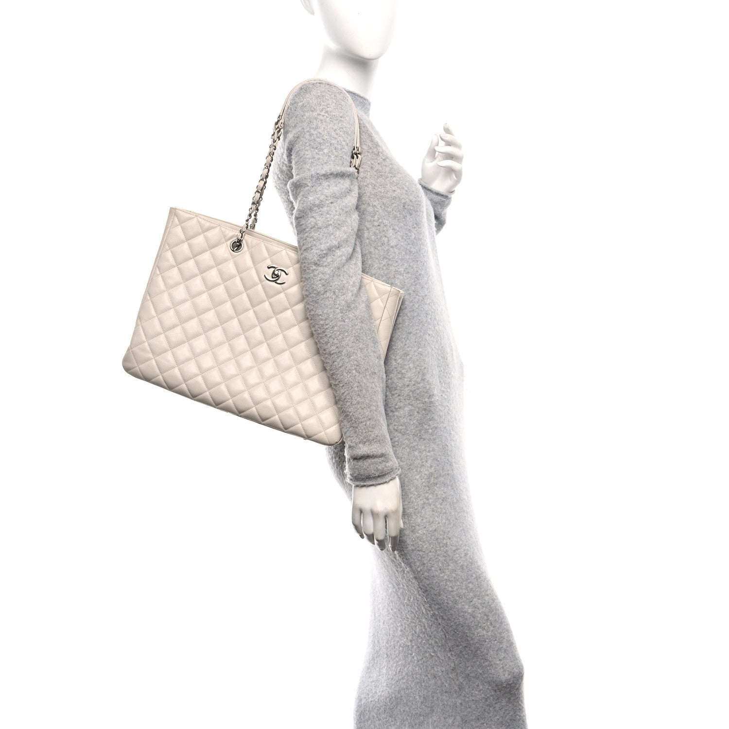 Chanel Caviar Quilted Large CC Shopping Tote Ivory 2 of 12