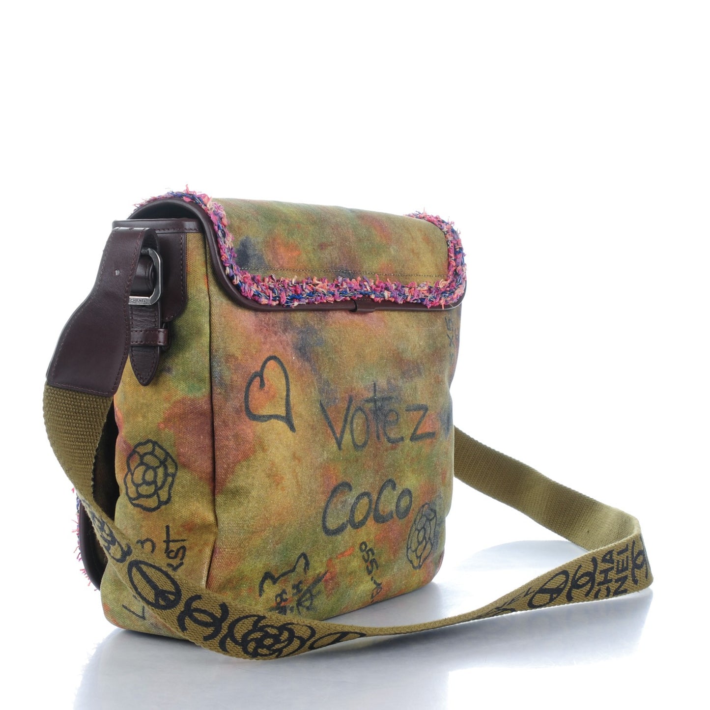 Washed Toile Graffiti On The Pavements Messenger Khaki Multicolor