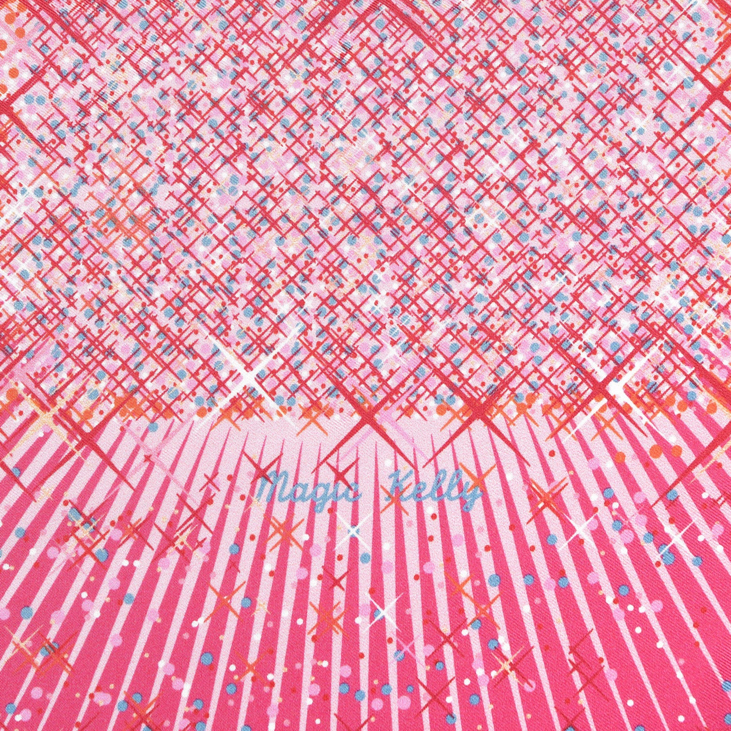 Silk Magic Kelly Pocket Square Scarf Rose Vif Rose Pale Rouge