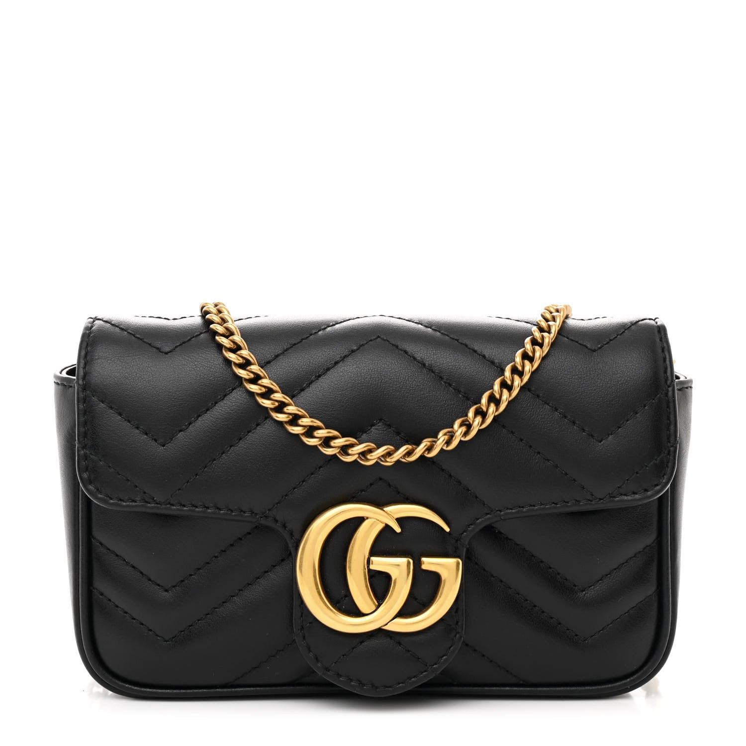Gucci Calfskin Matelasse Super Mini GG Marmont Shoulder Bag Black 1 of 10
