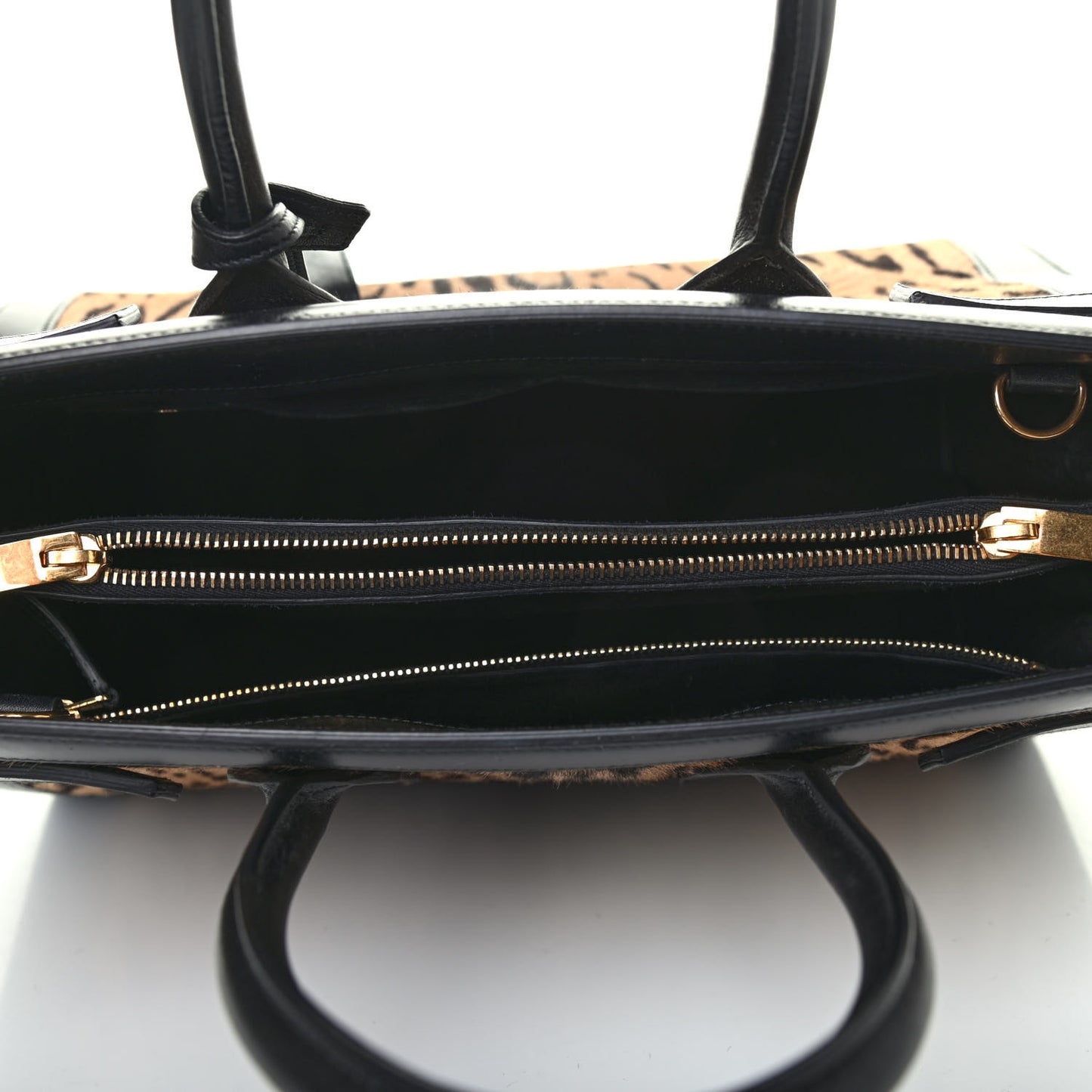 Calf Hair Leopard Print Small Sac De Jour Black