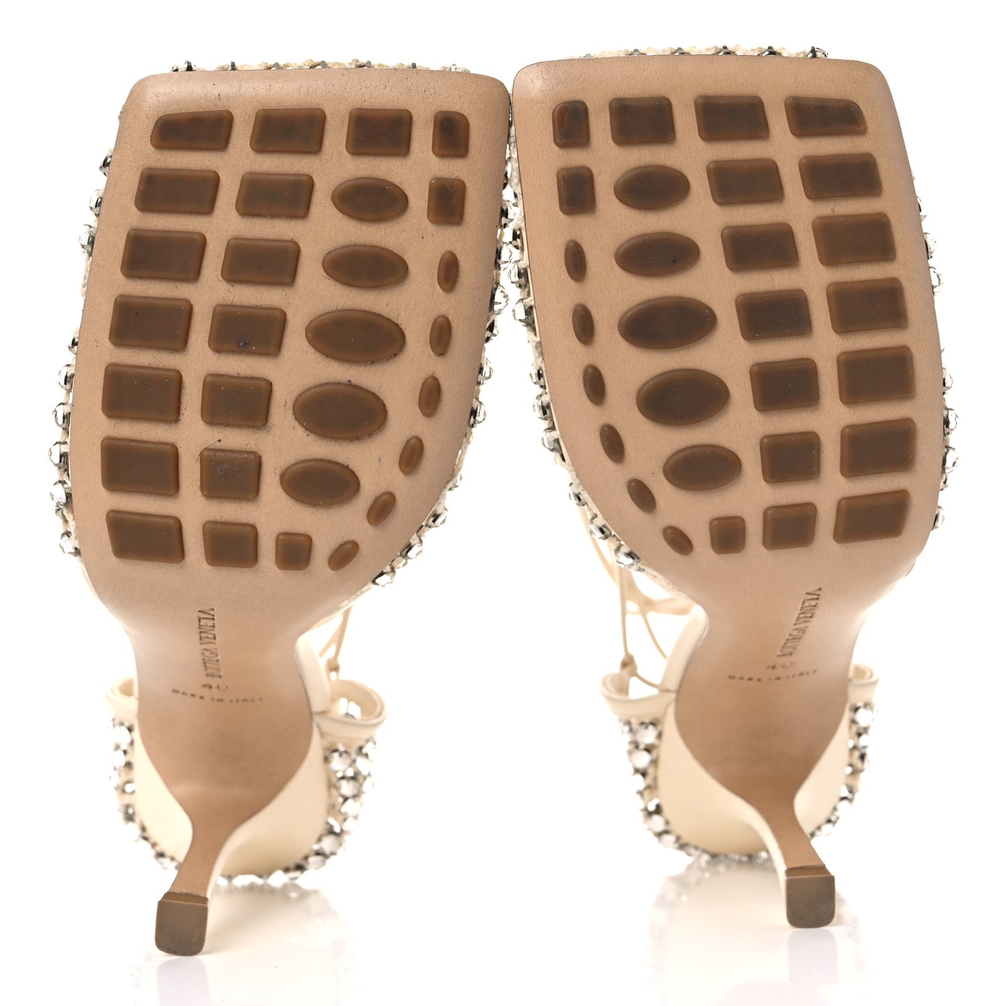 Mesh Nappa Crystal Embellished Sparkle Stretch Ankle Tie Sandals 40 Toile