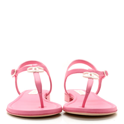 Chanel Lambskin CC Thong Sandals 39.5 Light Pink 2 of 10