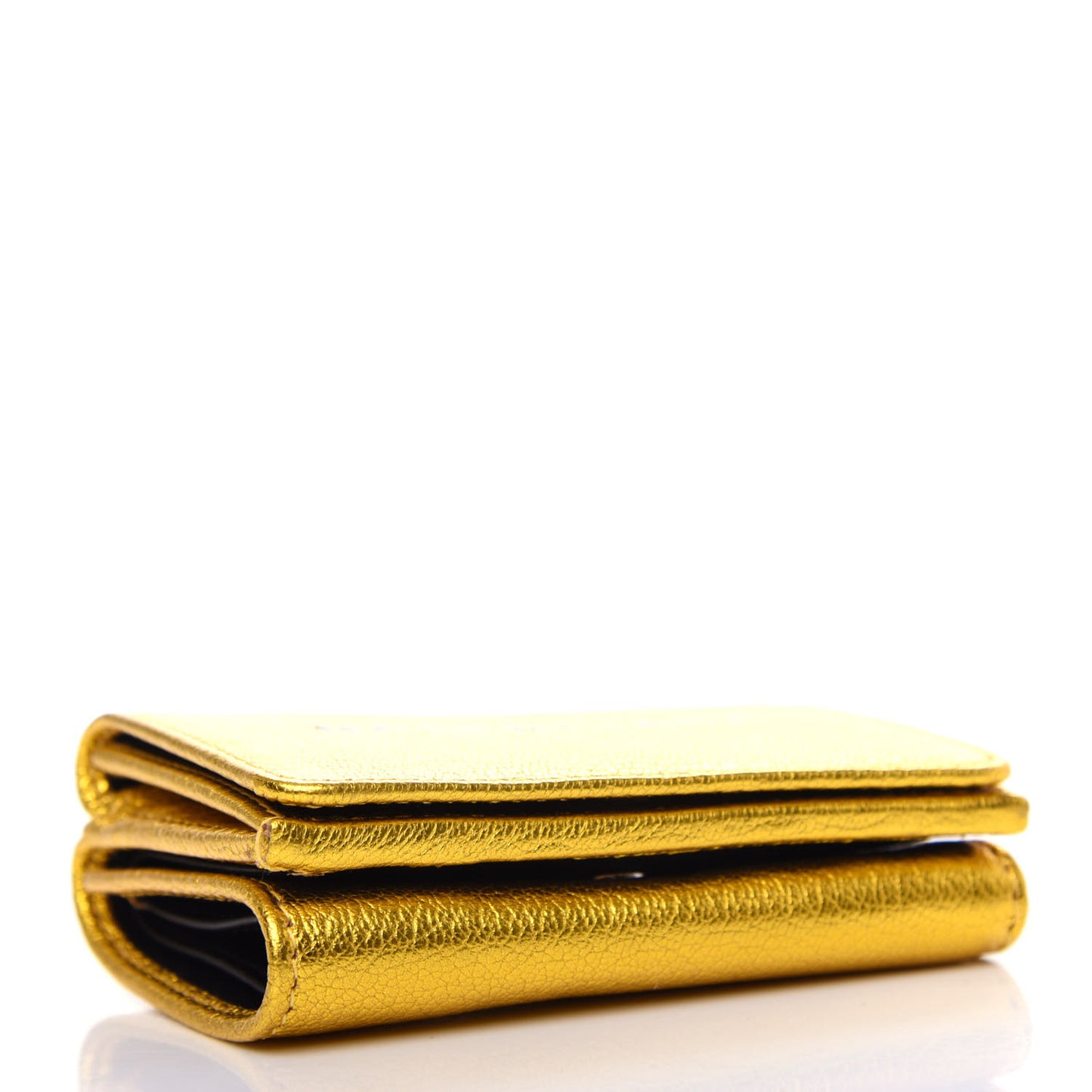 Metallic Goatskin Logo Mini Everyday Wallet Oro Black