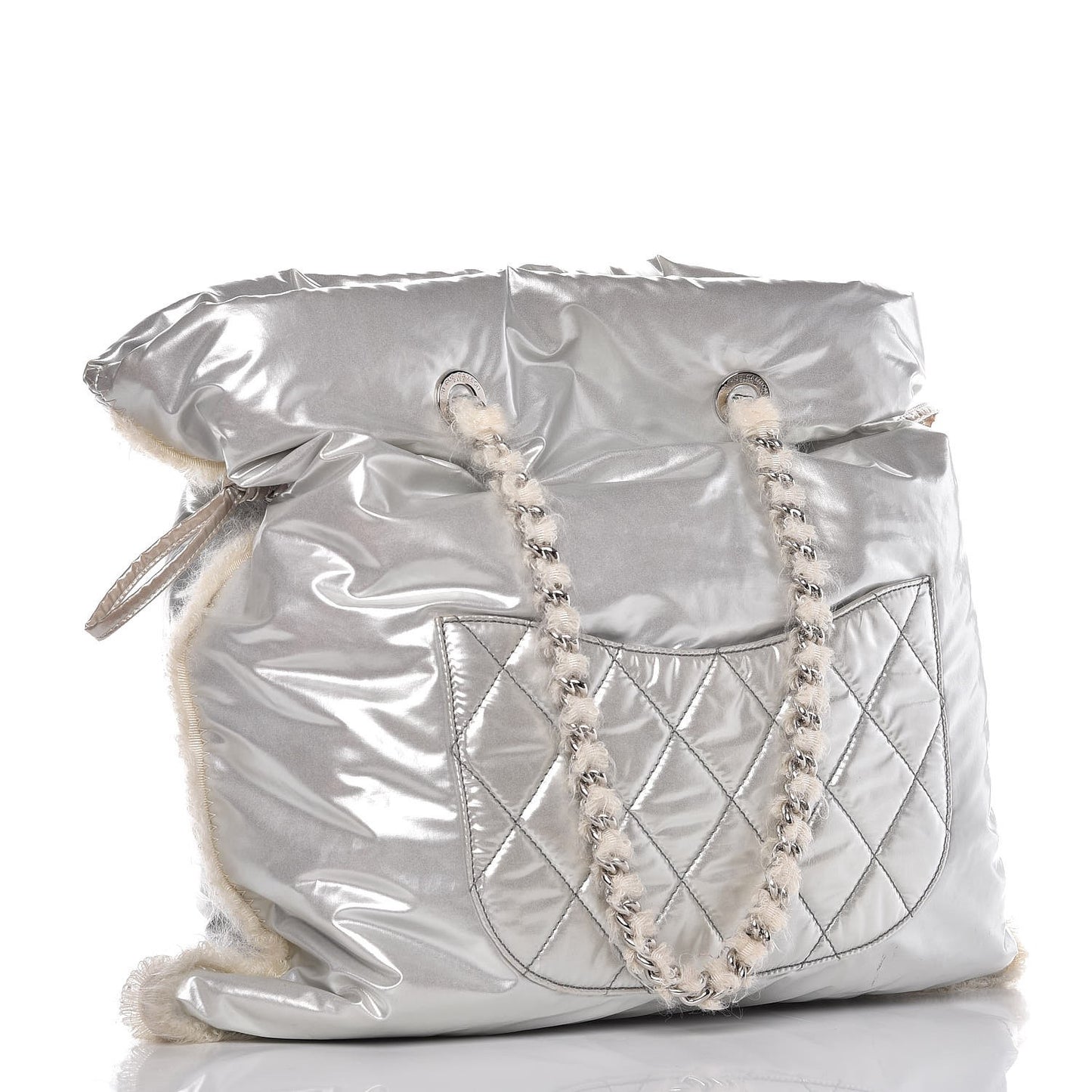 Vinyl Mohair Trimmed CC Bonbons Tote Silver