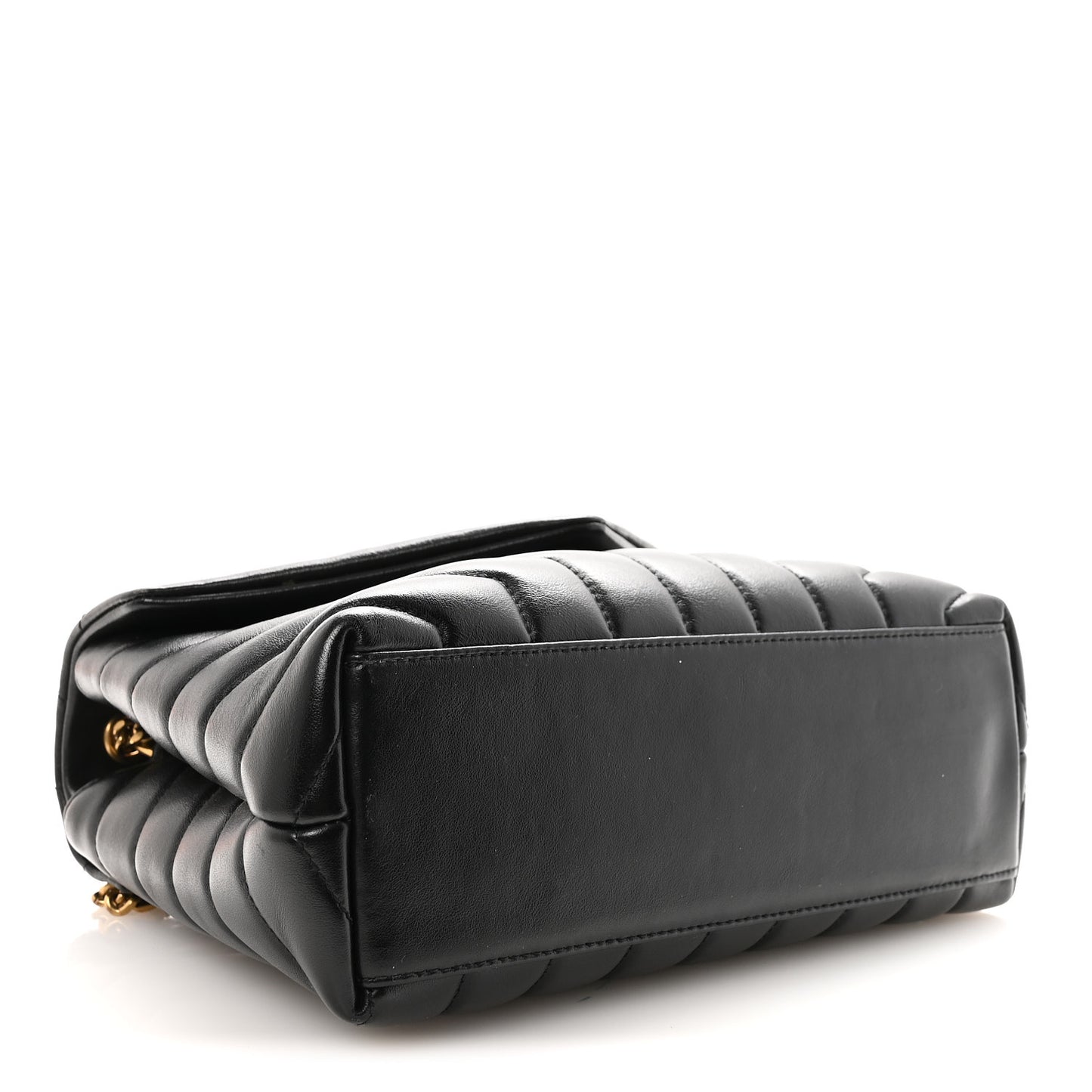 Calfskin Y Quilted Monogram Small Loulou Chain Satchel Black
