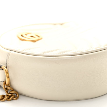 Gucci Calfskin Matelasse Mini GG Marmont Round Shoulder Bag White 9 of 11