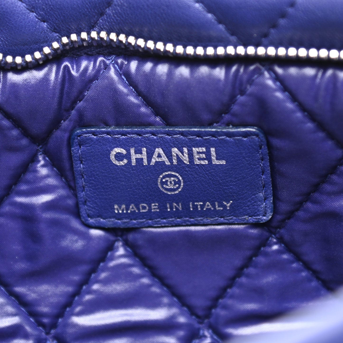 Lambskin Quilted CC Beauty Clutch Blue