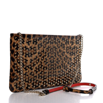 Christian Louboutin Patent Leopard Print Loubiposh Spiked Crossbody Clutch 3 of 8