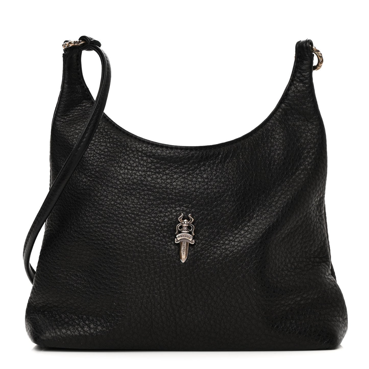 Grained Calfskin Viv Dagger Hobo Bag Black