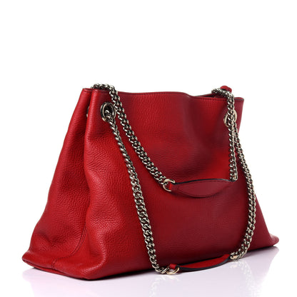 Gucci Pebbled Calfskin Medium Soho Chain Shoulder Bag Tabasco Red 3 of 11