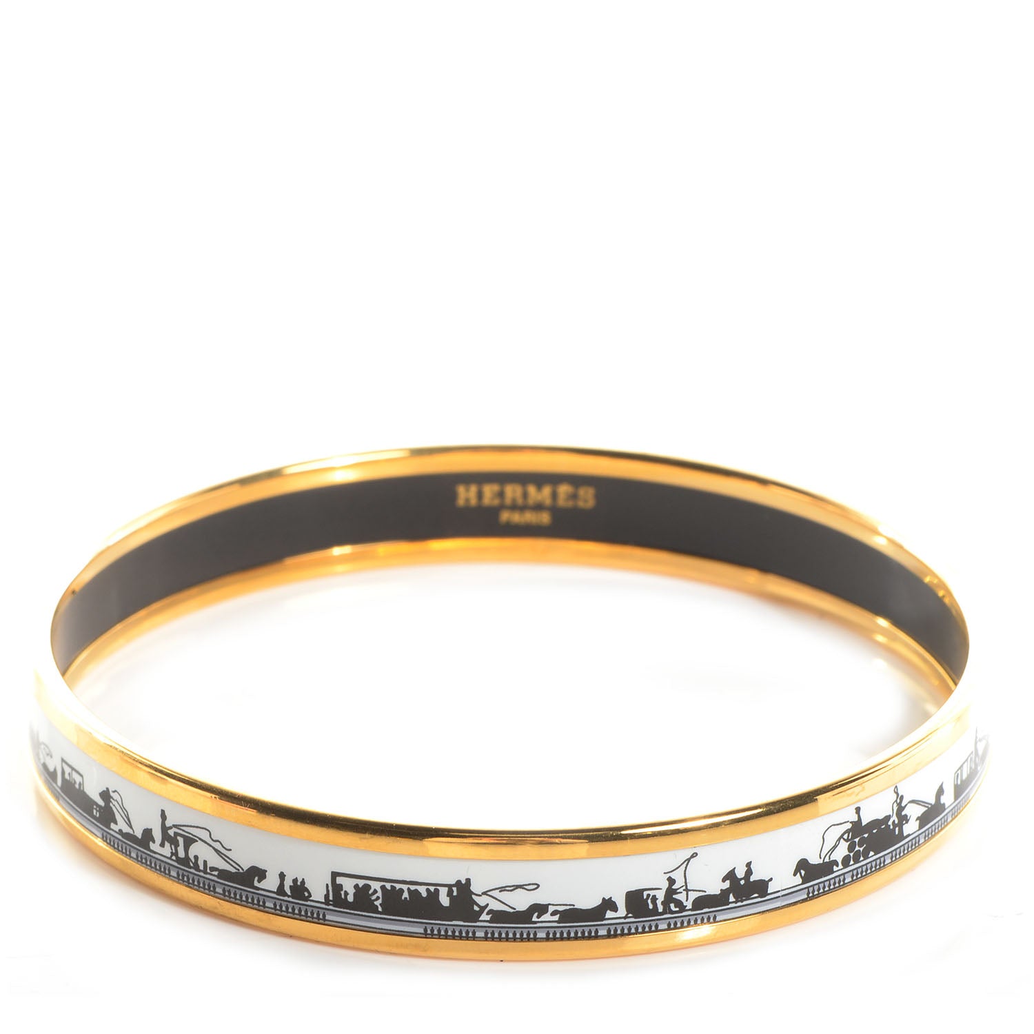 Hermes Enamel Printed Carriage Narrow Bracelet 70 6 of 6