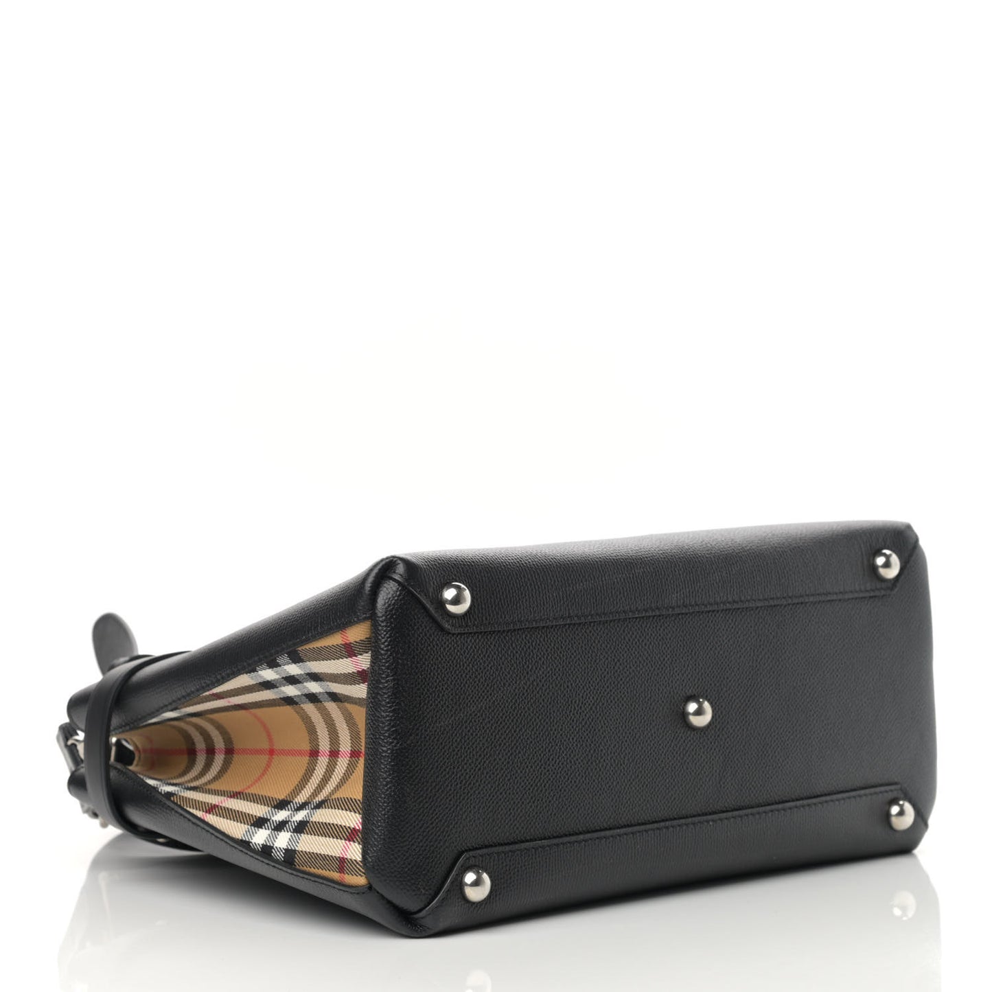Grainy Calfskin Vintage Check Medium Banner Tote Black