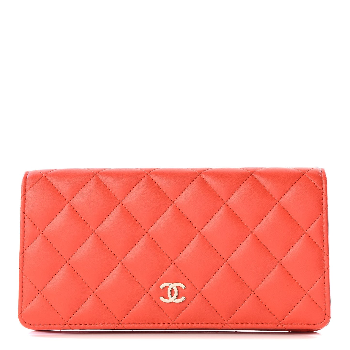 Lambskin Quilted Yen Wallet Orange