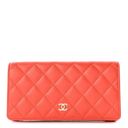 Chanel Lambskin Quilted Yen Wallet Orange 1 of 10