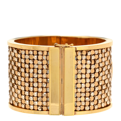 Christian Dior Metal Crystal Wide CD Cuff Bracelet Gold 3 of 6