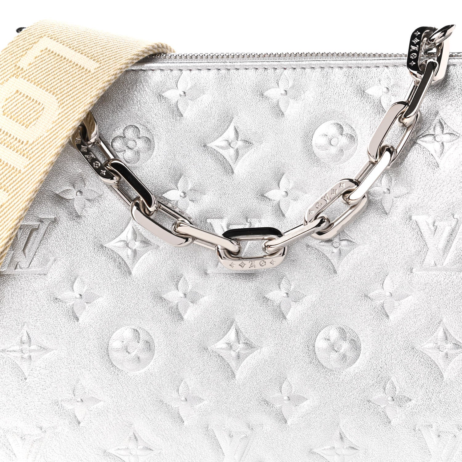 Louis Vuitton Metallic Lambskin Embossed Monogram Coussin PM Silver 9 of 10