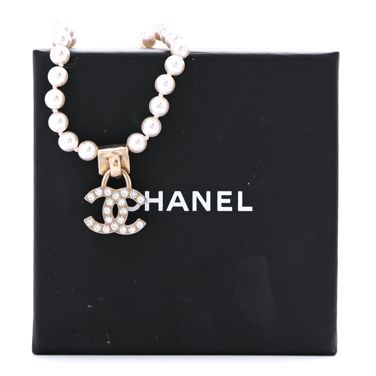 Chanel Pearl Crystal CC Short Logo Necklace Gold 7 of 7