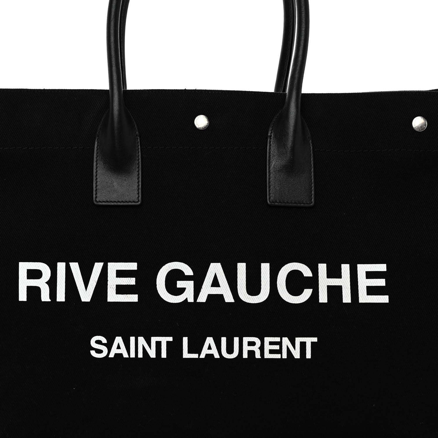 Saint Laurent Linen Calfskin Rive Gauche Tote Black 7 of 9