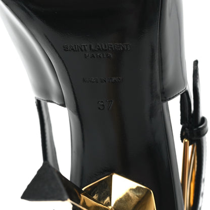 Saint Laurent Glazed Calfskin Lee Slingback Pumps 37 Black 7 of 11