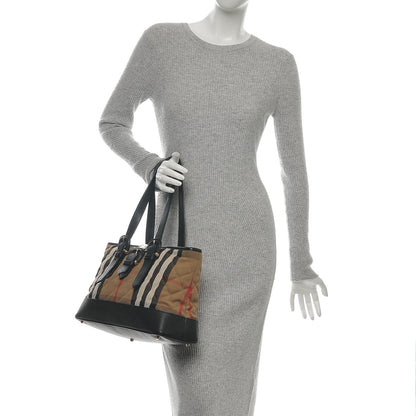Burberry Canvas Quilted Nova Check Tote Black 2 of 6