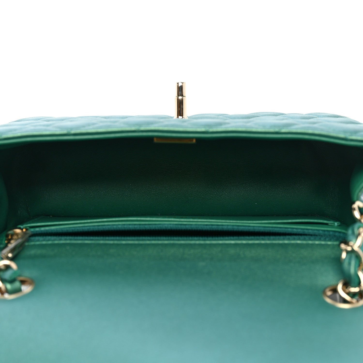 Chanel Iridescent Calfskin Quilted Mini Rectangular Flap Green 4 of 8