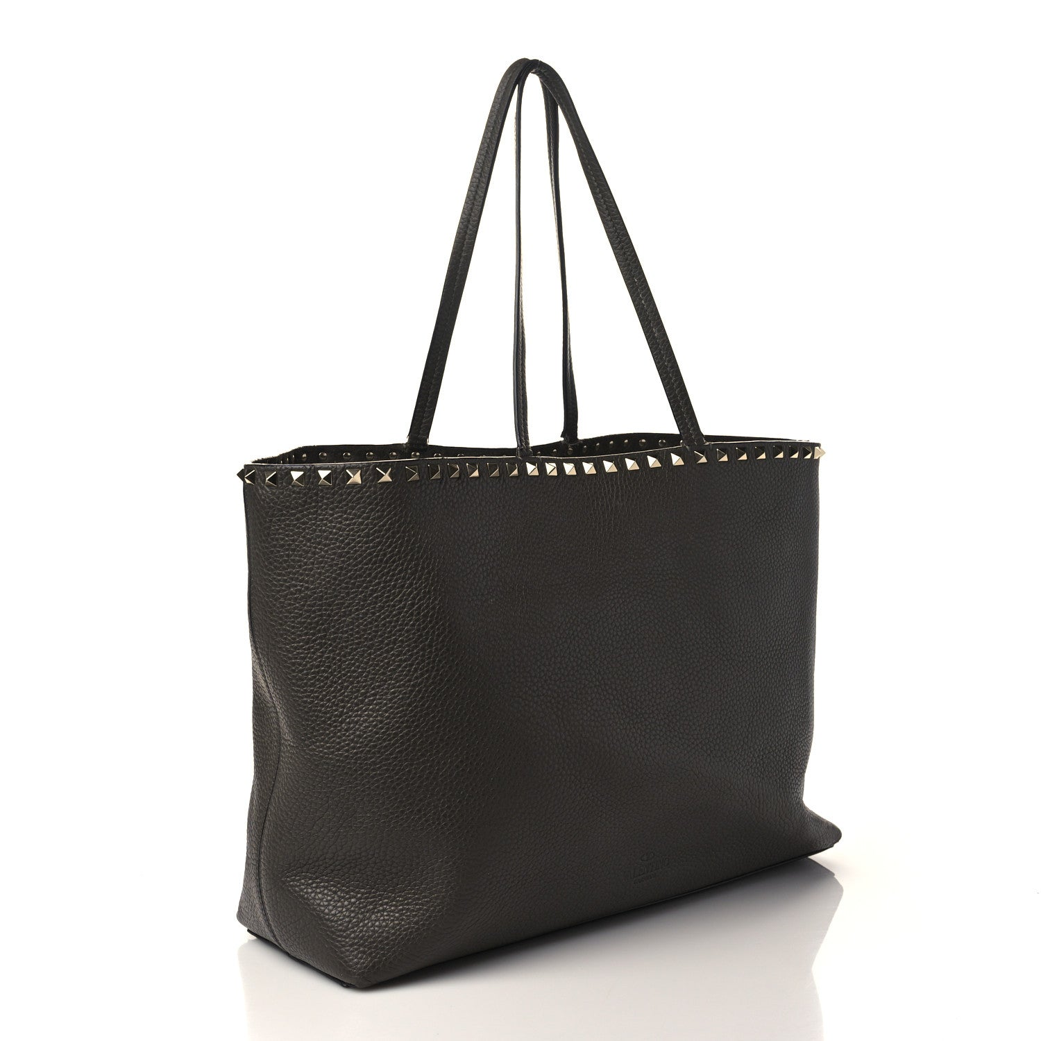 Valentino Garavani Grained Calfskin Rockstud Shoulder Tote Graphite 3 of 11