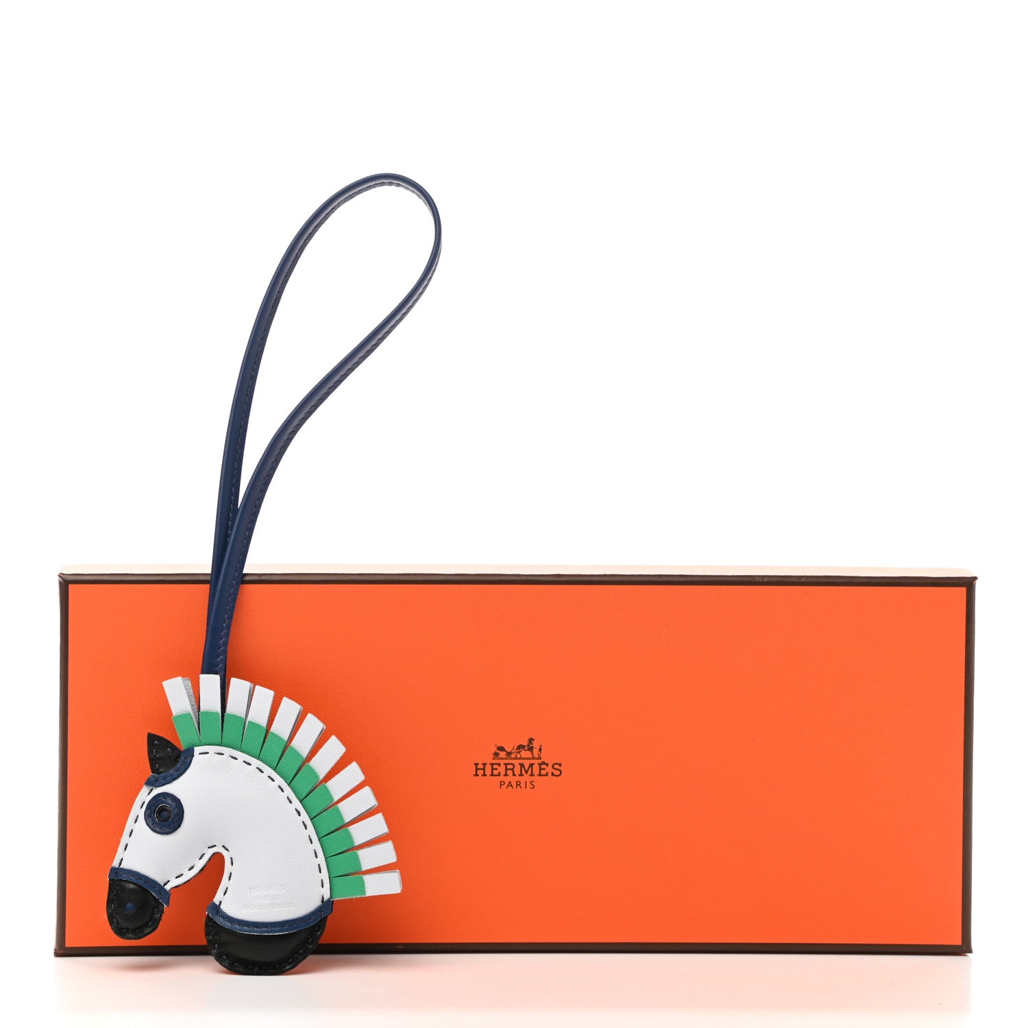 Hermes Milo Lambskin Geegee Camail Bag Charm Blue Brume Menthe Black Blue Nuit 5 of 5