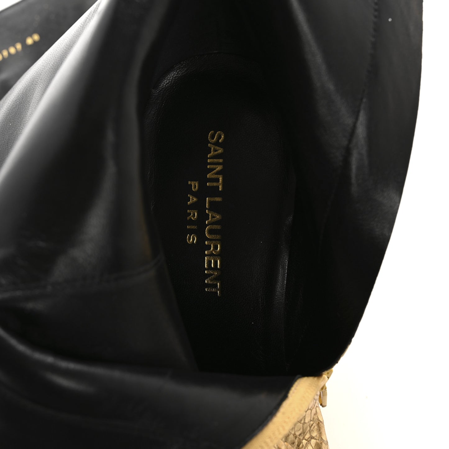 Metallic Calfskin Python Embossed Knee Boot 40 Gold